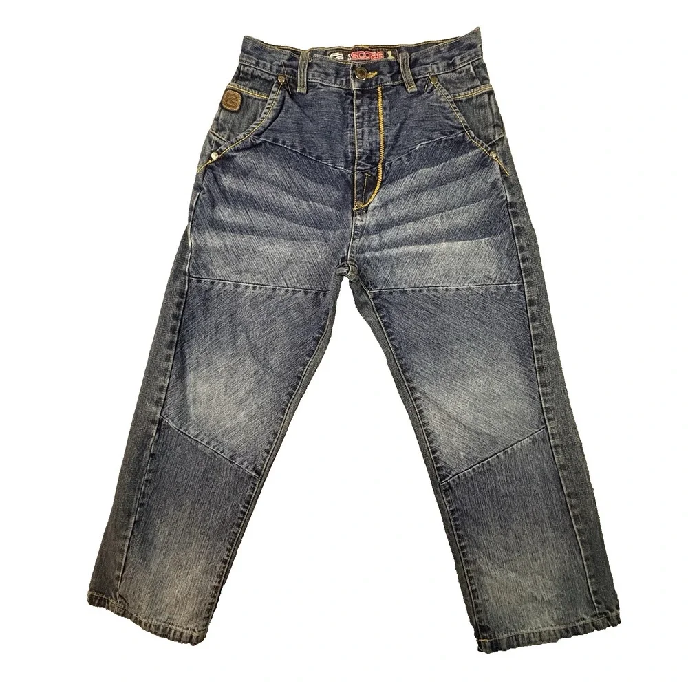 VTG 90s FAM SCORE Boys S 26.5x23.75 Baggy Wide Leg Y2K Skater Hip Hop Rave Jeans